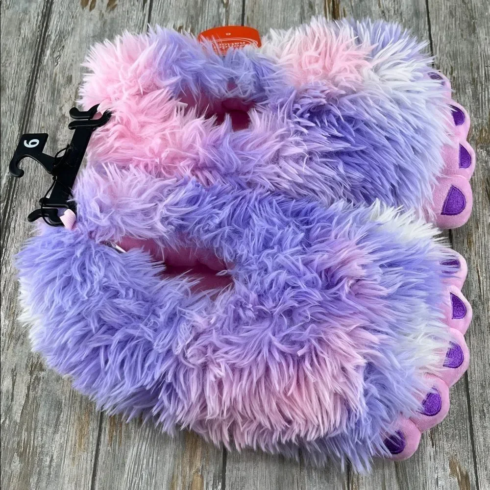 Big Girl Yeti Fluffy Monster Foot Slippers Shoes Size 6
